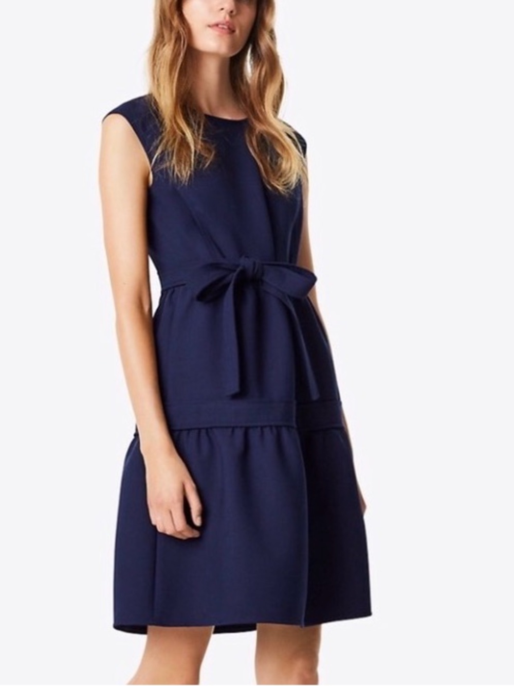 Tory Burch Navy Blue Wool Blend Jane Sleeveless Tiered Dress size 8 NWT
